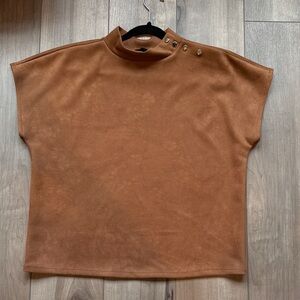 Ann Taylor camel suede blouse